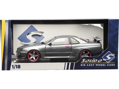 Nissan Skyline GT-R (BNR34) Grey 1999 1:18 Scale Diecast Model Car – Solido-Solido-Diecast Model Centre