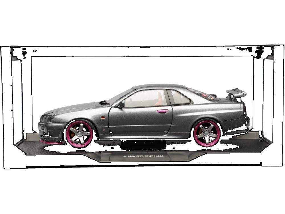 Nissan Skyline GT-R (BNR34) Grey 1999 1:18 Scale Diecast Model Car – Solido-Solido-Diecast Model Centre