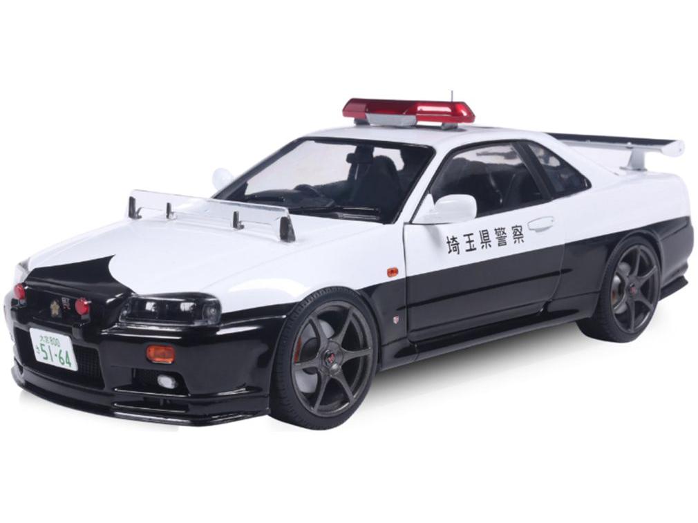 Nissan Skyline GT-R (BNR34) Japanese Police 1999 1:18 Scale Solido Diecast Model Car-Solido-Diecast Model Centre