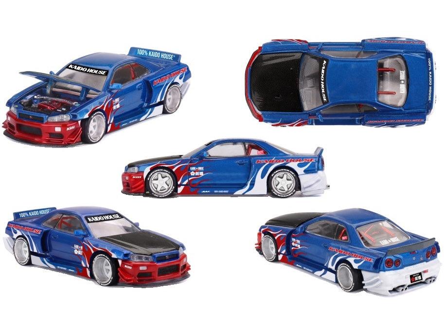 Nissan Skyline GT-R R34 Kaido House Flames V1 1:64 Scale Diecast Car – MINI GT-MINI GT-Diecast Model Centre