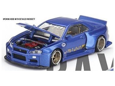 Nissan Skyline GT-R R34 Kaido Works Shinjuku V2 - 1:64 Scale Model Car-MINI GT-Diecast Model Centre