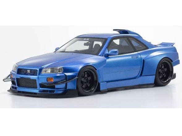 Nissan Skyline GT-R R34 Khyzyl Saleem Design Blue 1:18 Scale Resin Car – Kyosho Samurai Collection-Kyosho-Diecast Model Centre