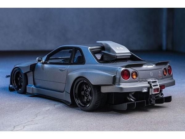 Nissan Skyline GT-R R34 Khyzyl Saleem Design Matte Grey 1:18 Scale Resin Car – Kyosho Samurai Collection-Kyosho-Diecast Model Centre