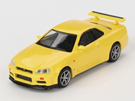 Nissan Skyline GT-R (R34) V-Spec Lightning Yellow - 1:64 Scale Diecast Model Car-MINI GT-Diecast Model Centre