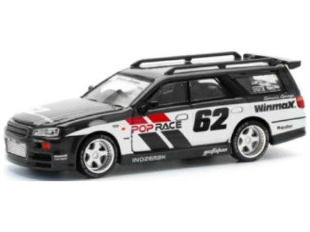 Nissan Stagea Simons Garage #62 Black - 1:64 Scale Model Car-Pop Race-Diecast Model Centre