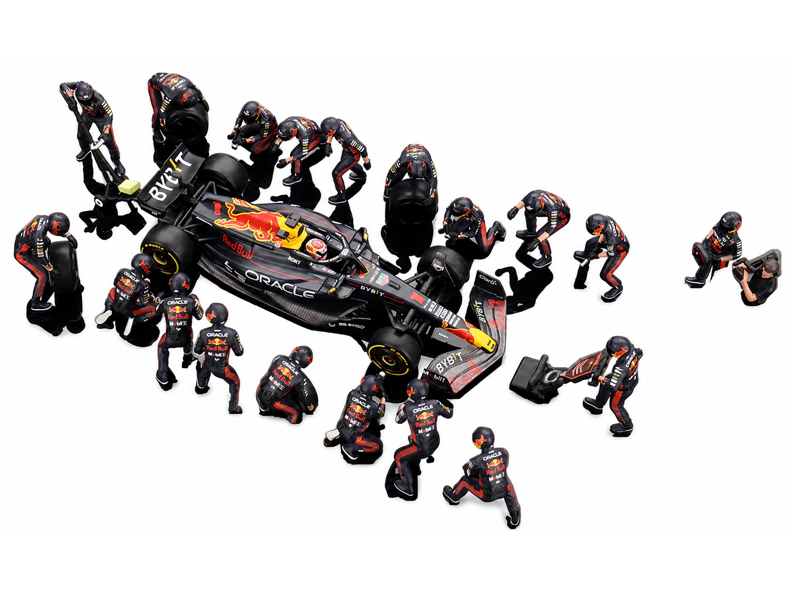 Oracle Red Bull RB19 #1 Max Verstappen F1 Japanese GP 2023 Pit Crew Set Limited Edition 1:64 Scale Diecast – MINI GT-MINI GT-Diecast Model Centre
