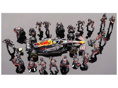 Oracle Red Bull Racing RB19 #1 F1 Japanese GP 2023 Sergio Perez - 1:64 Scale Pit Crew Set-MINI GT-Diecast Model Centre