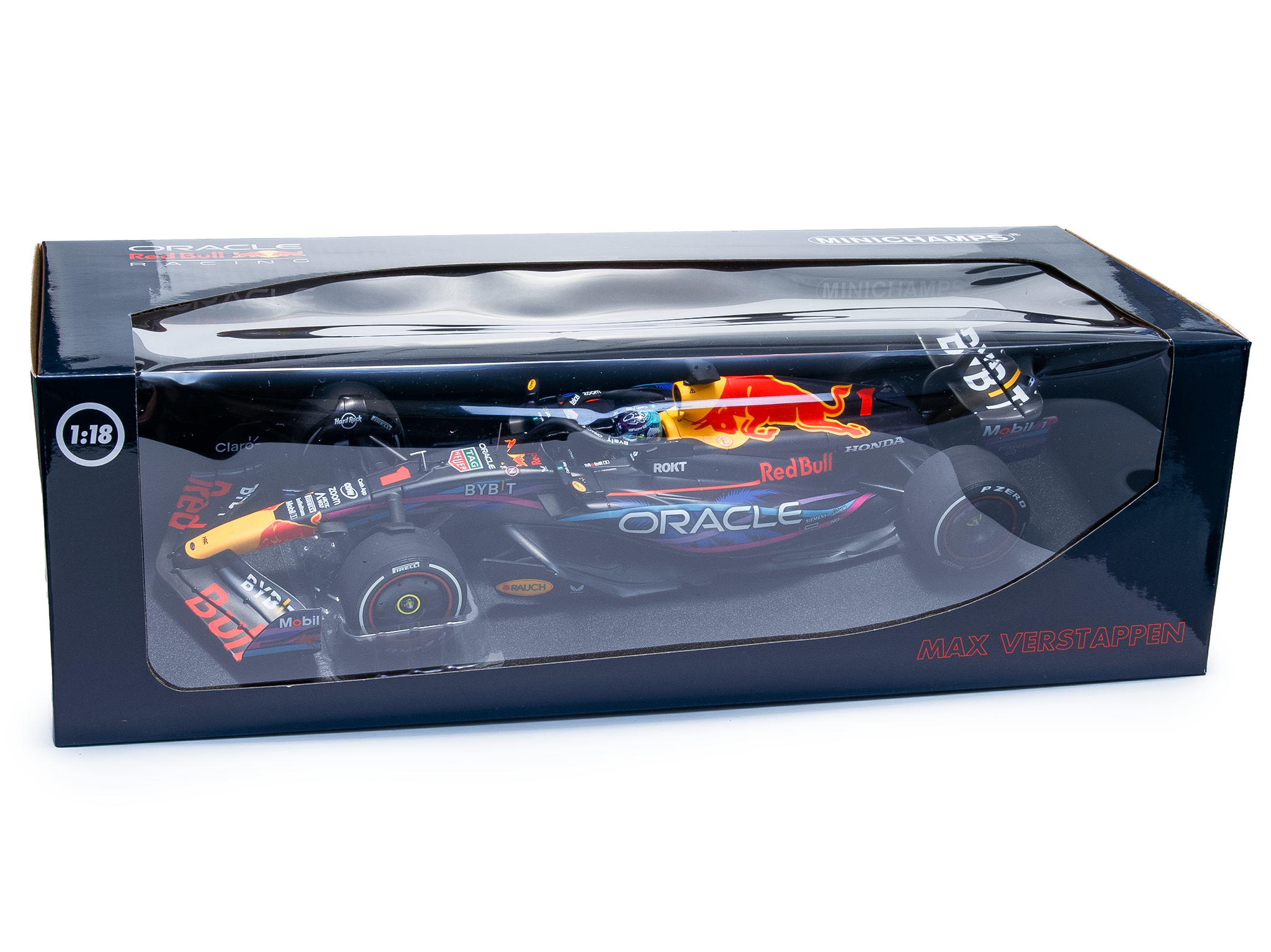 Oracle Red Bull Racing RB19 #1 Winner F1 Miami GP 2023 Verstappen - 1:18 Scale Model Car (Customer Return)-Minichamps-Diecast Model Centre