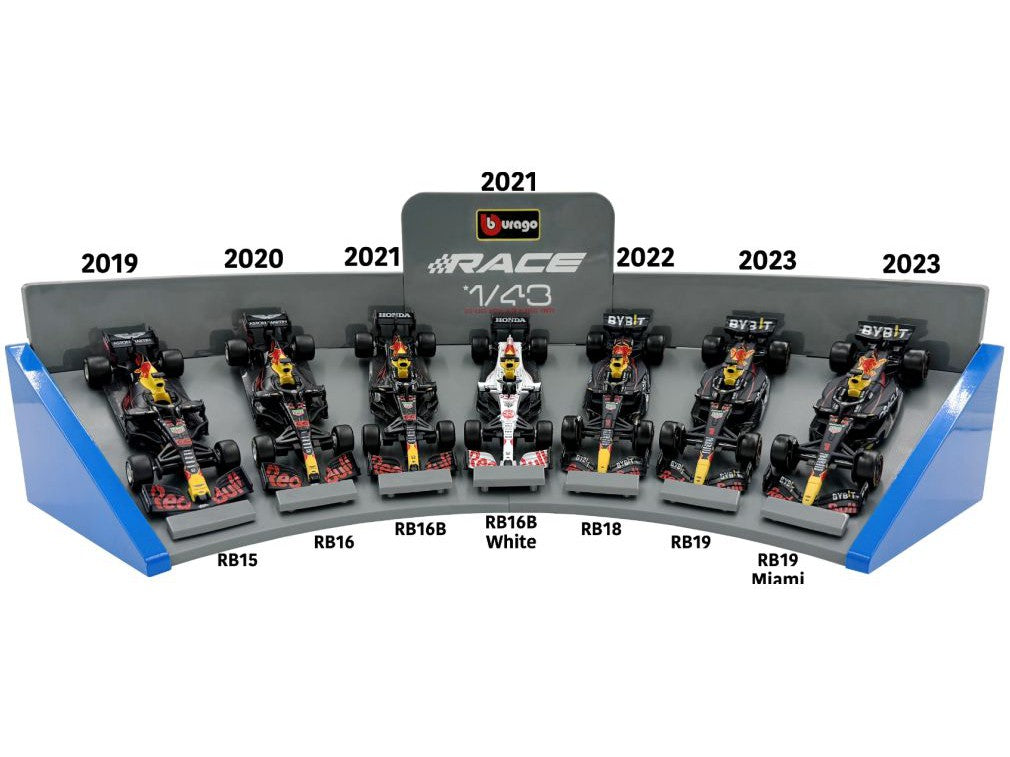 Oracle Red Bull Racing RB19/RB19 Miami/RB18/RB16B/RB16B Turkey/RB15 Max Verstappen - 1:43 Scale Diecast Model 7 Car Set-Bburago-Diecast Model Centre