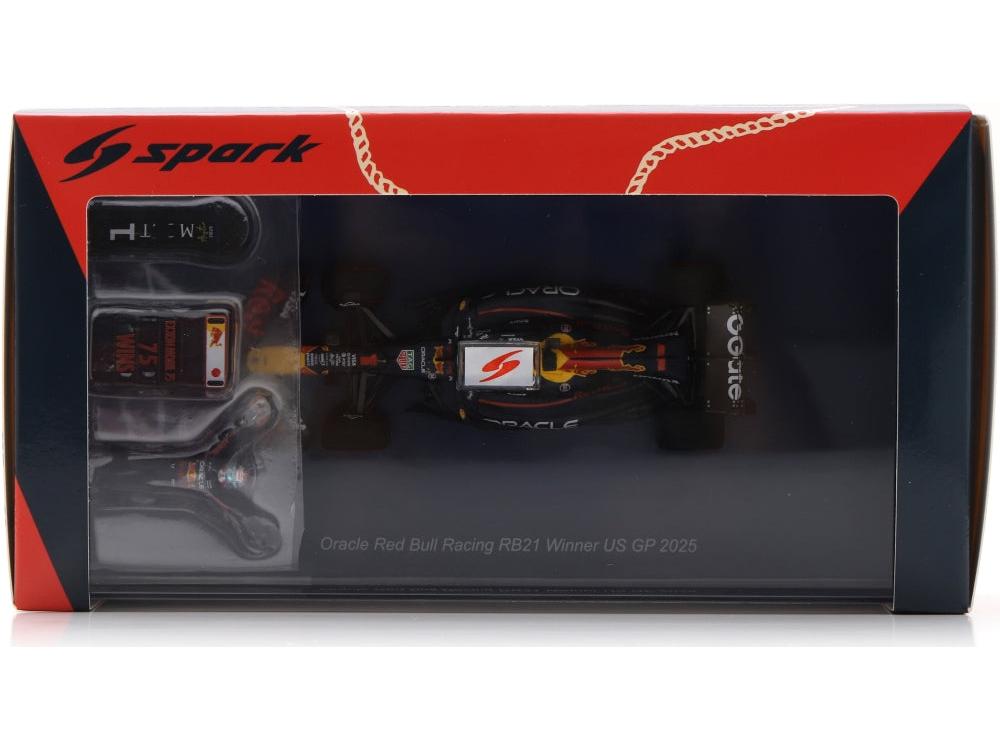 Oracle Red Bull Racing RB21 #1 1st US GP 2025 Max Verstappen w/Pit Boards 1:43 Scale Resin Car – Spark-Spark-Diecast Model Centre