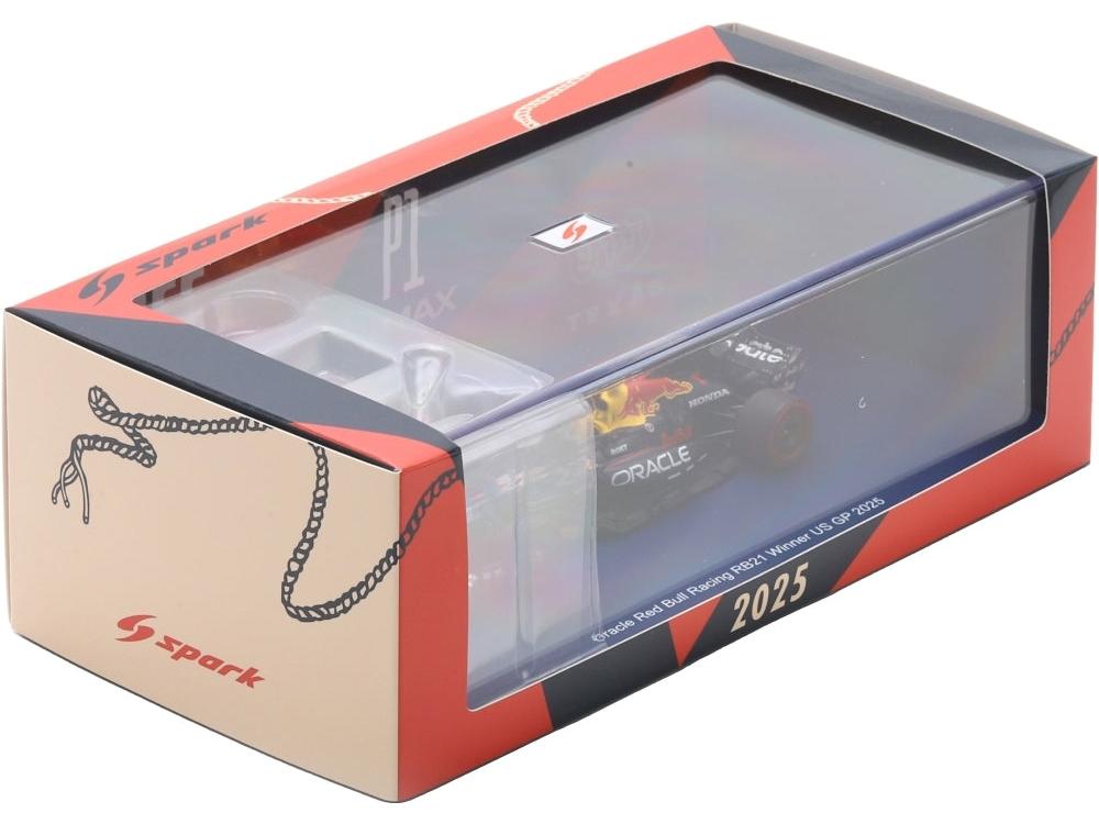 Oracle Red Bull Racing RB21 #1 1st US GP 2025 Max Verstappen w/Pit Boards 1:43 Scale Resin Car – Spark-Spark-Diecast Model Centre