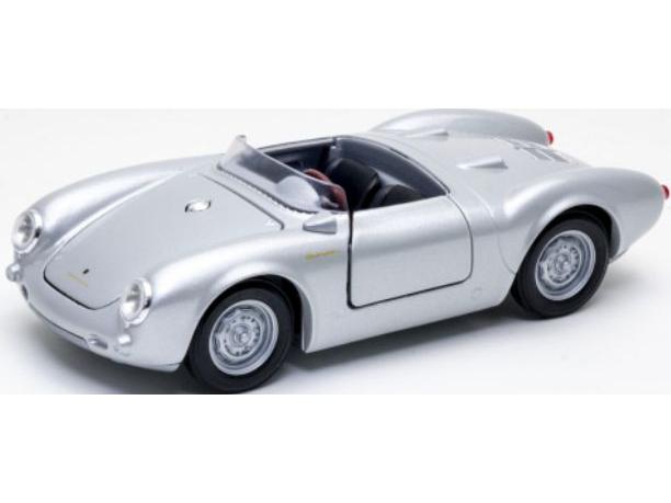 Porsche 550 Spyder Silver 1:24 Scale Welly Diecast Model-Welly-Diecast Model Centre