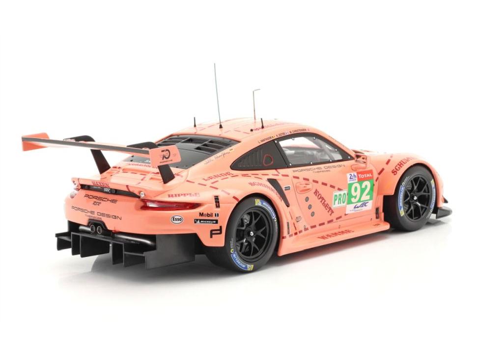 Porsche 911 (991) RSR #92 Winner 24H Le Mans LMGTEKlasse 2018 Pink Pig 1:18 Scale IXO Diecast Model Car-IXO-Diecast Model Centre