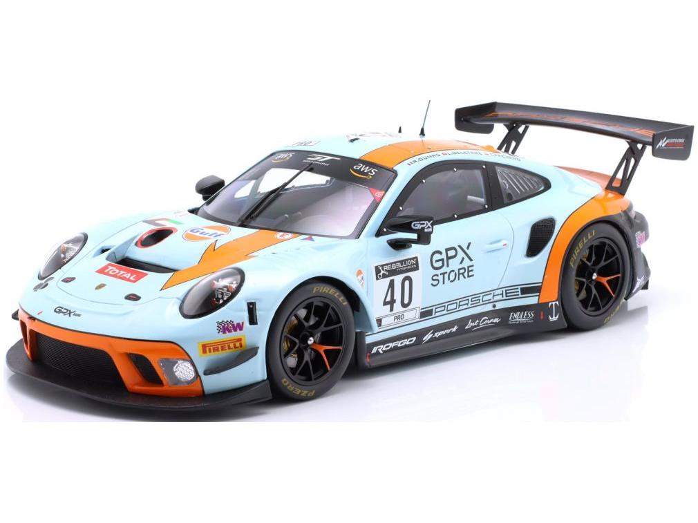 Porsche 911 GT3 R #40 Gulf GPX 24H Spa 2020 Deletraz/Dumas/Preining 1:18 Scale IXO Diecast Model Car-IXO-Diecast Model Centre