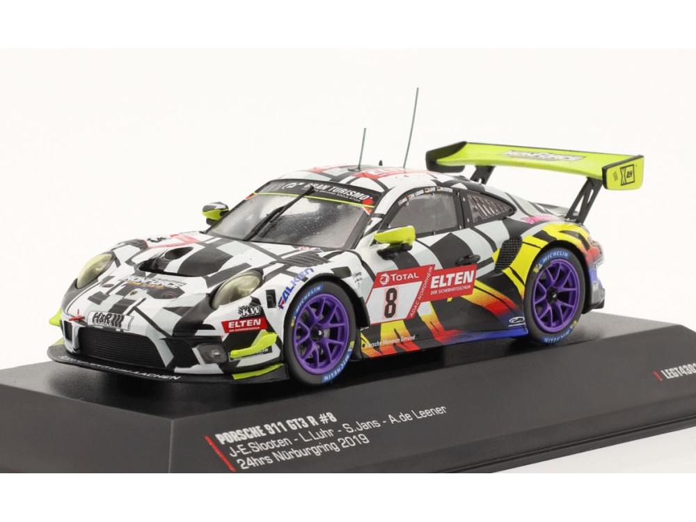 Porsche 911 GT3 R #8 24h Nurburgring 2019 Iron Force Purple Wheels 1:43 Scale IXO Diecast Model Car-IXO-Diecast Model Centre
