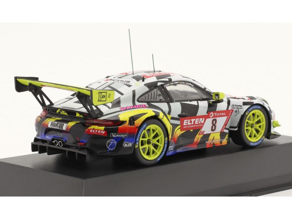Porsche 911 GT3 R #8 24h Nurburgring 2019 Iron Force (Yellow Wheels) 1:43 Scale IXO Diecast Model Car-IXO-Diecast Model Centre