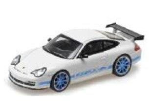 Porsche 911 GT3 RS 2002 White w/Blue Stripes 1:64 Scale Diecast Car – Minichamps-Minichamps-Diecast Model Centre