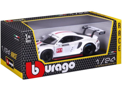 Porsche 911 RSR GT White/Grey/Red #911 1:24 Scale Diecast Model Car – Bburago-Bburago-Diecast Model Centre
