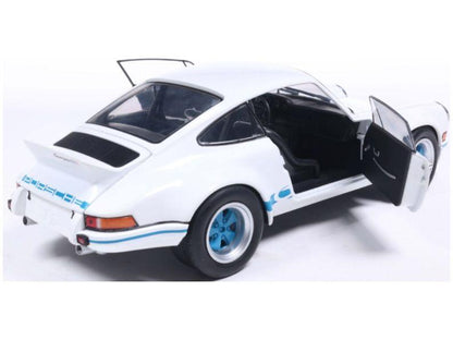 Porsche 911 RSR White/Blue Carrera Stripes 1973 1:18 Scale Solido Diecast Model Car-Solido-Diecast Model Centre