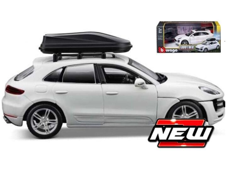 Porsche Macan White w/Cargo Box 1:24 Scale Bburago Diecast Model Car-Bburago-Diecast Model Centre