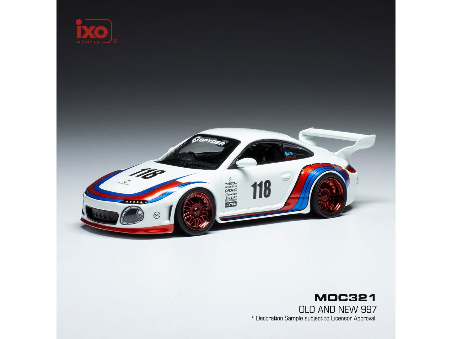 Porsche Old and New 997 White Basis 911 997 #118 1:43 Scale IXO Diecast Model Car-IXO-Diecast Model Centre