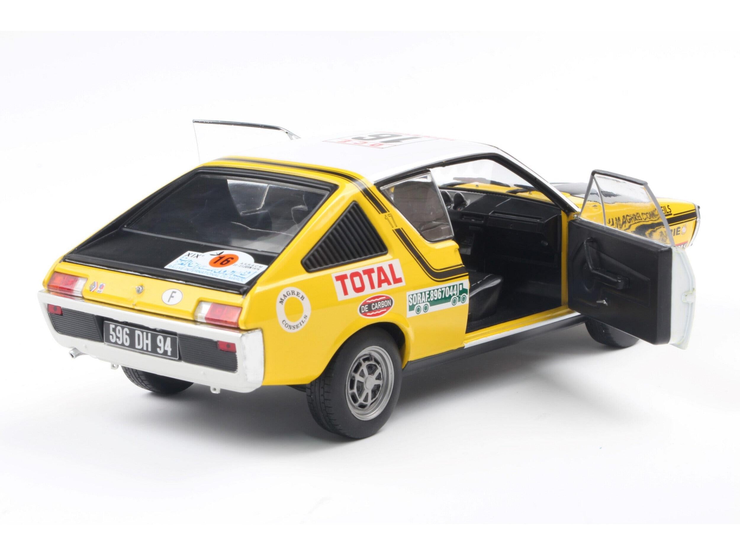 Renault 17 PH.1 Yellow #23 Prive/Tilbert Rallye Du Maroc 1976 1:18 Scale Solido Diecast Model Car-Solido-Diecast Model Centre