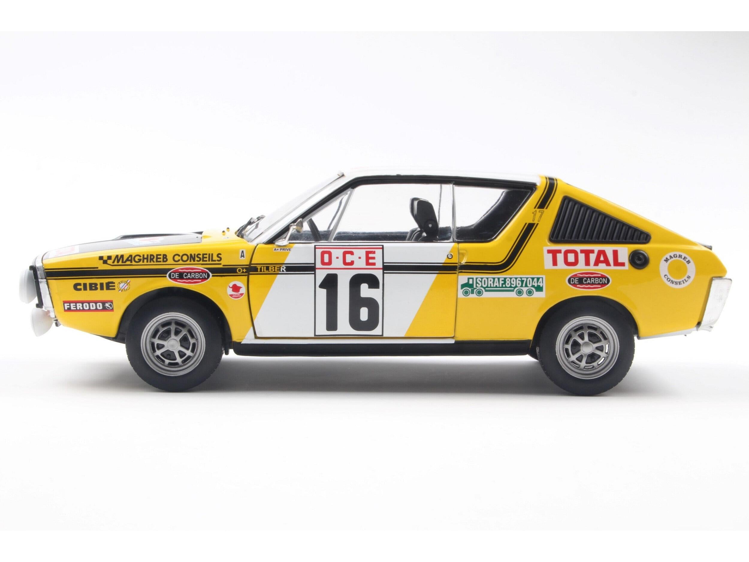 Renault 17 PH.1 Yellow #23 Prive/Tilbert Rallye Du Maroc 1976 1:18 Scale Solido Diecast Model Car-Solido-Diecast Model Centre