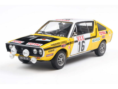 Renault 17 PH.1 Yellow #23 Prive/Tilbert Rallye Du Maroc 1976 1:18 Scale Solido Diecast Model Car-Solido-Diecast Model Centre
