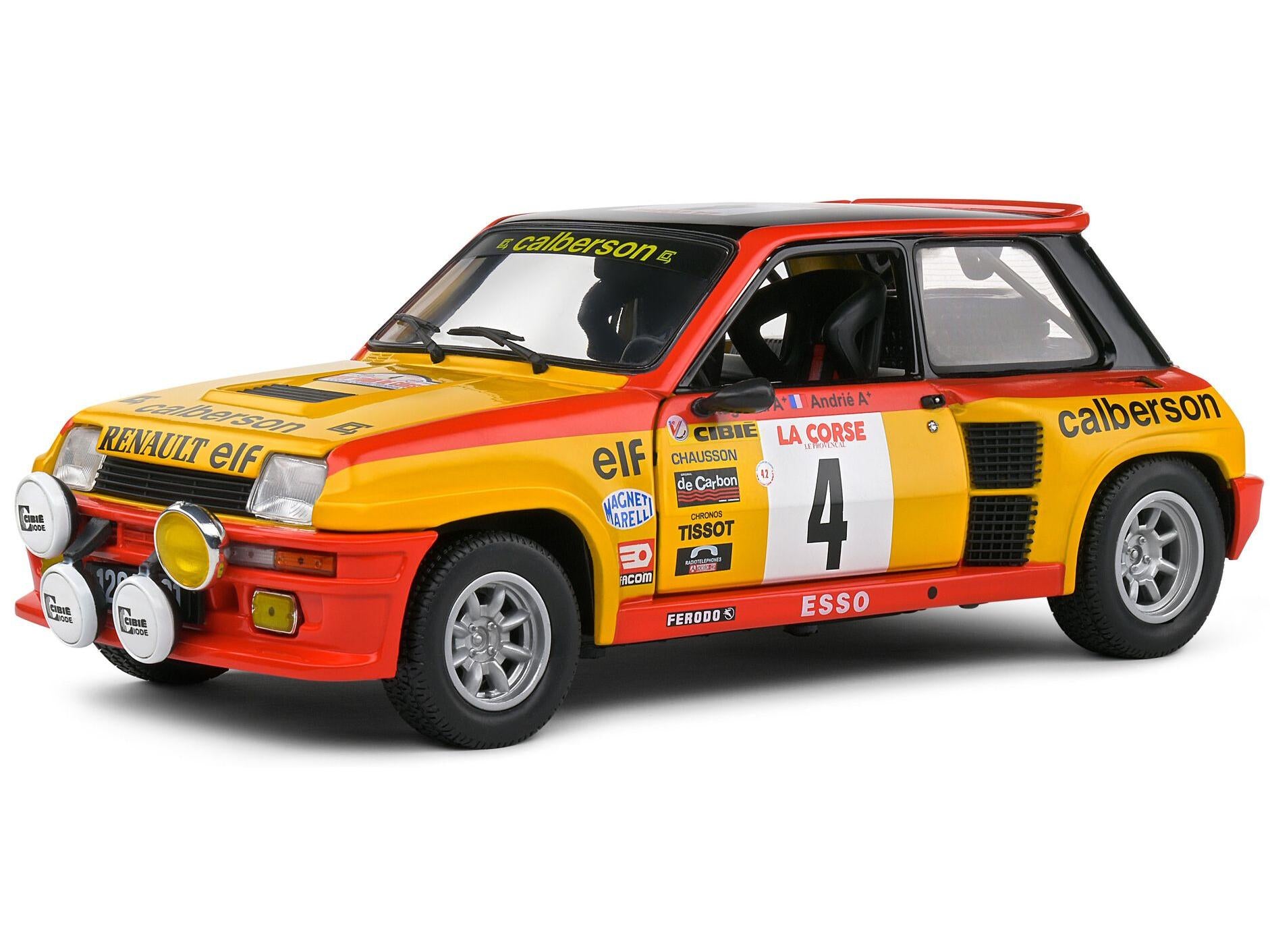 Renault 5 Turbo Yellow #4 Ragnotti Andrie Tour De Corse 1980 1:18 Scale Solido Diecast Model-Solido-Diecast Model Centre