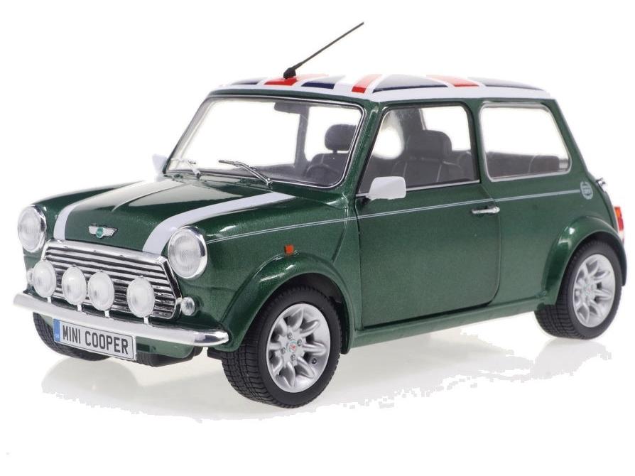 Rover Mini Cooper Sport British Racing Green and Flag Roof 1997 1:18 Scale Diecast Model Car – Solido-Solido-Diecast Model Centre