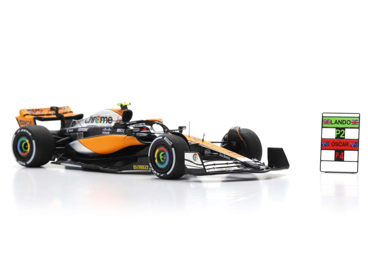 McLaren MCL60 #4 2nd F1 British GP 2023 Lando Norris w/Pit Board - 1:43 Scale Model Car