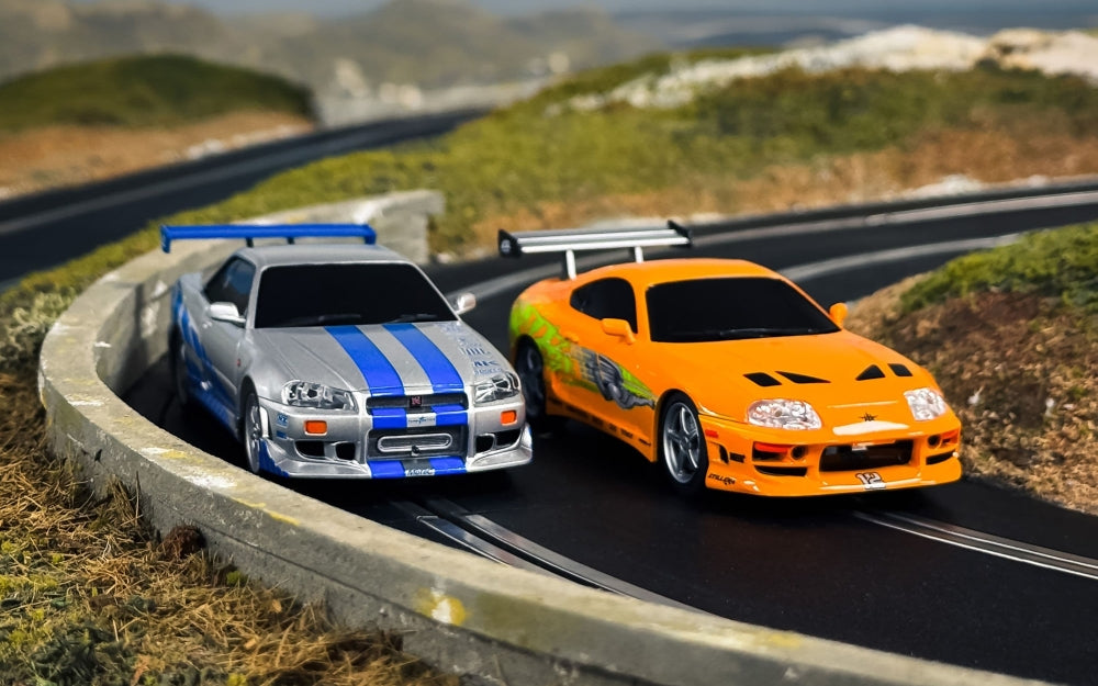 Fast and Furious Set 25 Years Supra vs R34 1:32 Scale Scalextric Slot Racing Set