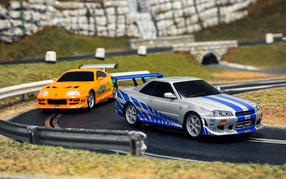 Fast and Furious Set 25 Years Supra vs R34 1:32 Scale Scalextric Slot Racing Set