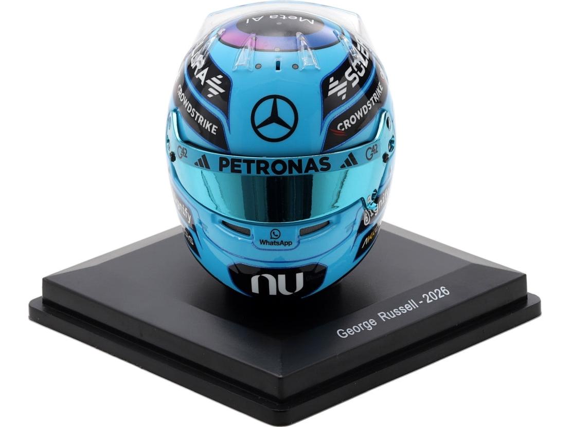 Casco de resina Spark réplica del casco de George Russell de F1 2026 a escala 1:5