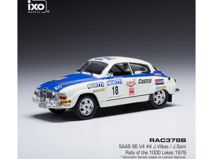 Saab 96 V4 #18 1000 Lakes Rally 1976 J.Vilkas/J.Soini 1:43 Scale IXO Diecast Model Car-IXO-Diecast Model Centre