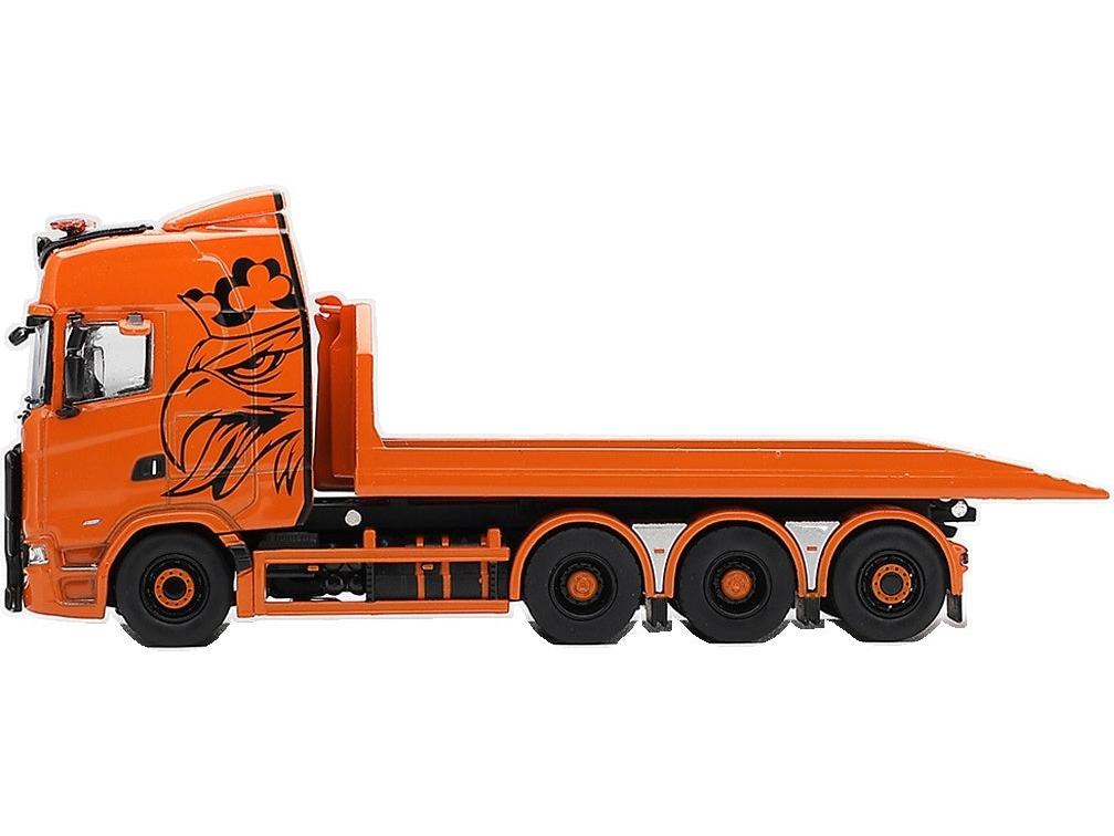 Scania 770S B8X4NA Hooklift Flatbed Orange (RHD) 1:64 Scale Diecast Truck – MINI GT-MINI GT-Diecast Model Centre