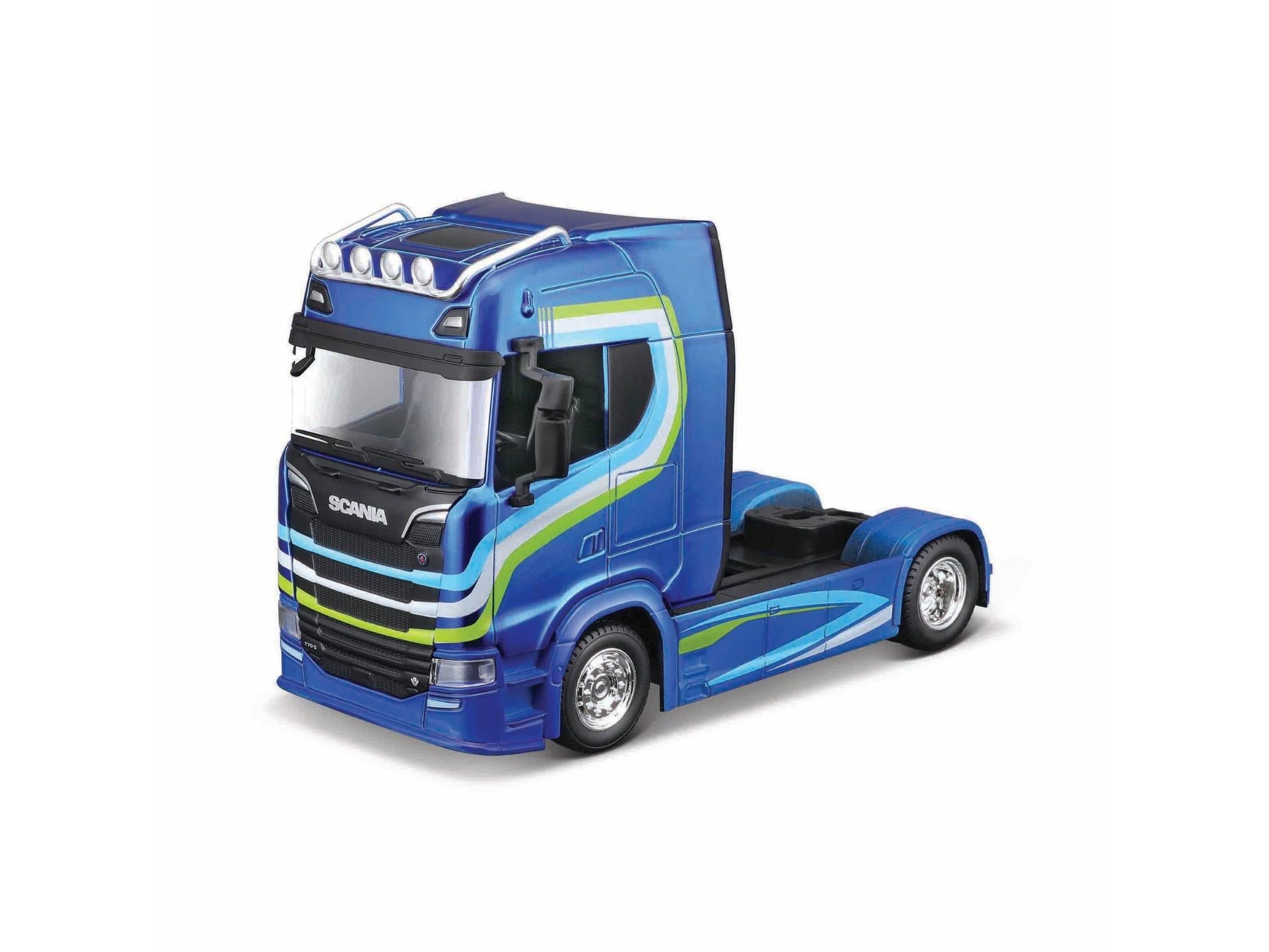 Scania S730 Highline Cab Blue/White/Green 1:43 Scale Bburago Diecast Model Truck-Bburago-Diecast Model Centre