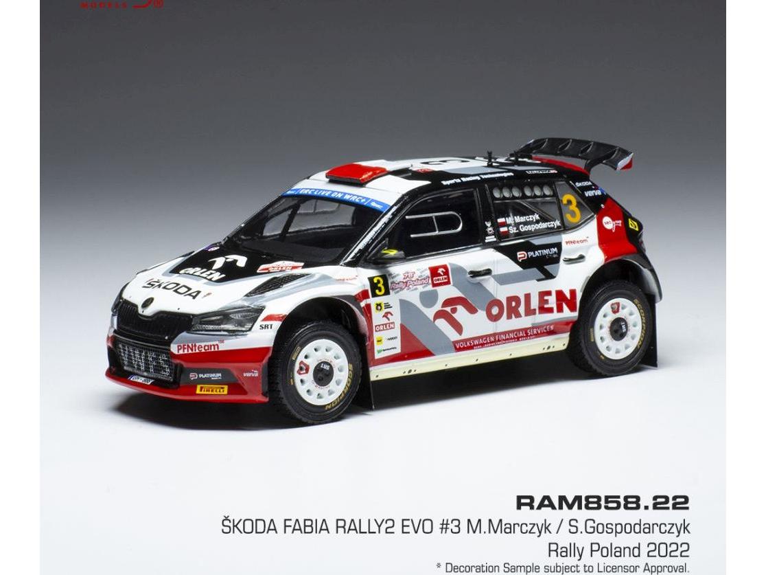 Skoda Fabia Rally2 EVO #3 Rallye Poland 2022 M.Marczyk/S.Gosporarczyk 1:43 Scale IXO Diecast Model Car-IXO-Diecast Model Centre