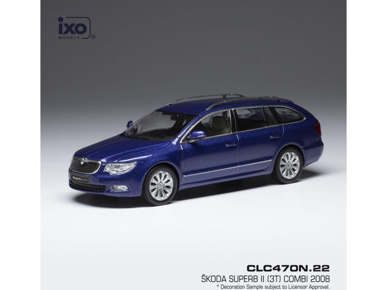 Skoda Superb II 3T Metallic Blue 2008 1:43 Scale IXO Diecast Model Car-IXO-Diecast Model Centre