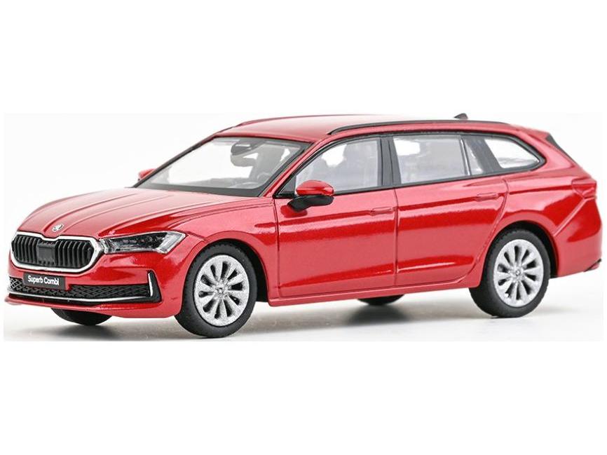 Skoda Superb IV Estate 2023 Red Carmine Metallic 1:43 Scale Abrex Diecast Model Car-Abrex-Diecast Model Centre