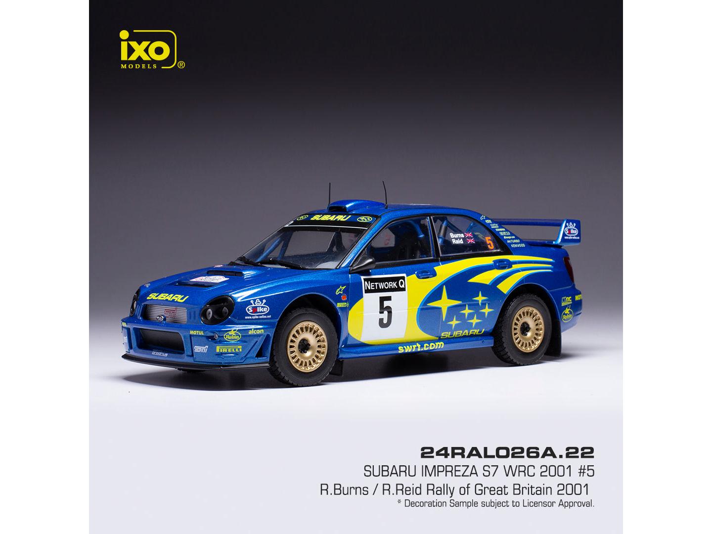 Subaru Impreza S7 #5 WRC Rally of Great Britain 2001 R.Burns/R.Reid 1:24 Scale Diecast Model Car – IXO-IXO-Diecast Model Centre