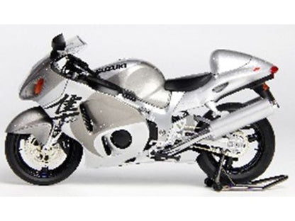 Suzuki GSX1300R Hayabusa 2001 Silver 1:12 Scale LCD Diecast Model