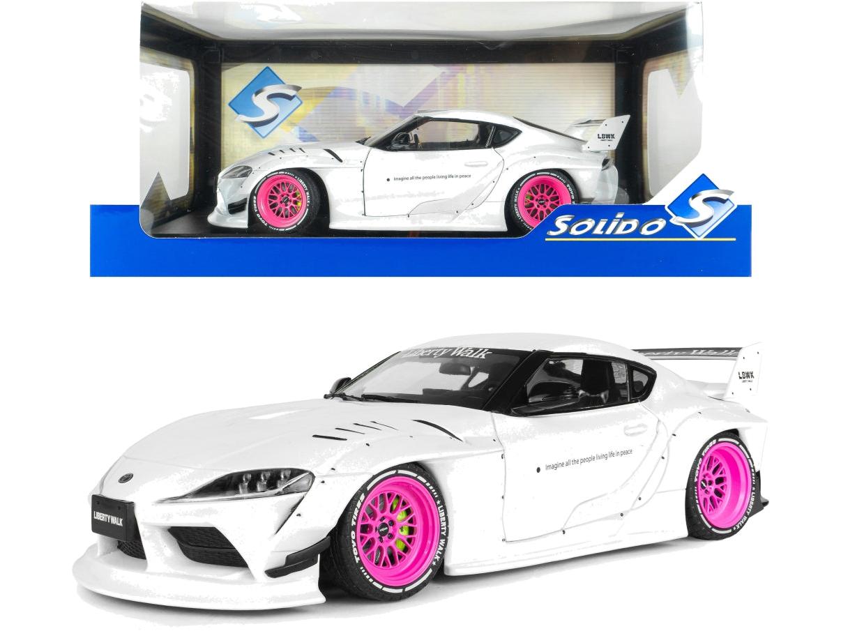 Toyota GR Supra Liberty Walk Body Kit White Pink 2025 1:18 Scale Diecast Model Car – Solido-Solido-Diecast Model Centre