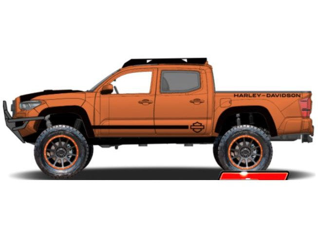 Toyota Tacoma TRD Pro 2023 Harley Davidson black/orange - 1:24 Scale Model Pickup Truck-Maisto-Diecast Model Centre