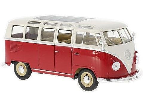 VW T1 Samba 1963 Red/White 1:24 Scale Diecast Bus – Welly-Welly-Diecast Model Centre