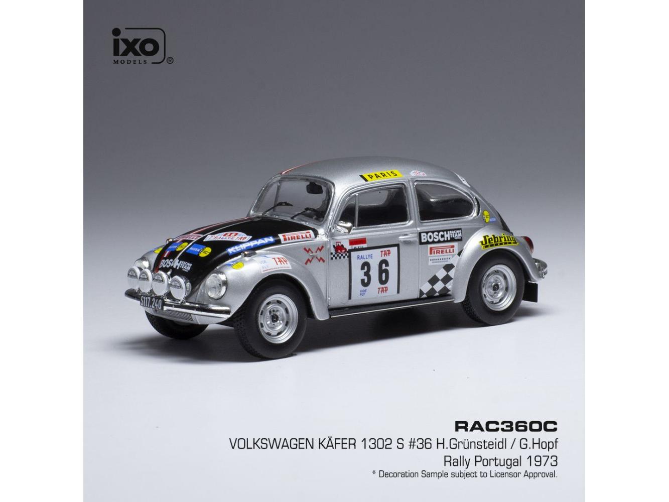 Volkswagen 1302 S Beetle #36 Rally Portugal 1973 H.Grunsteidl/G.Hopf 1:43 Scale IXO Diecast Model Car-IXO-Diecast Model Centre