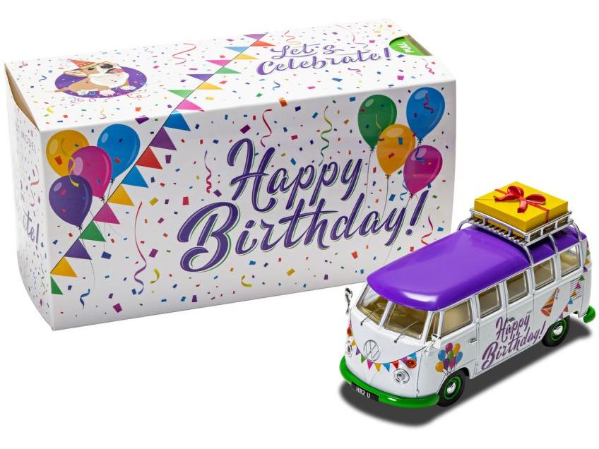 Volkswagen Campervan 'Happy Birthday' 1:43 Scale Corgi Diecast Model-Corgi-Diecast Model Centre