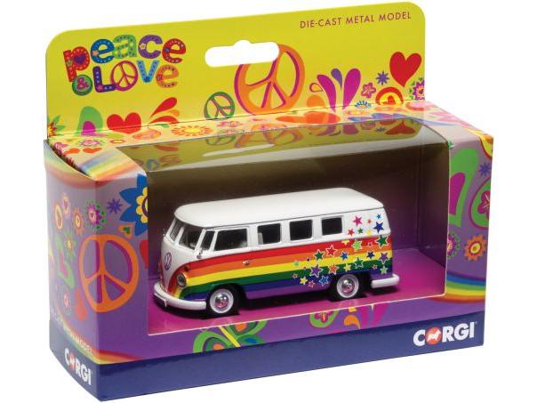 Volkswagen Campervan 'Peace Love and Wishes' 1:43 Scale Corgi Diecast Model-Corgi-Diecast Model Centre