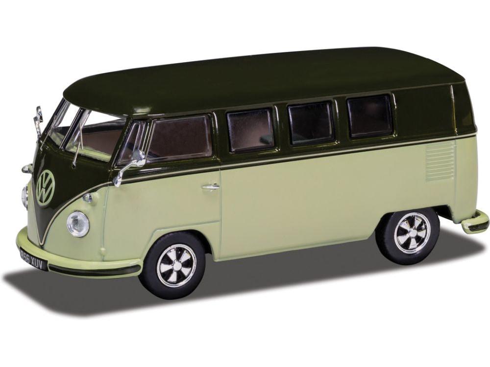 Volkswagen Campervan Type 2 T1 Palm Green and Sand Green 1:43 Scale Corgi Vanguards Diecast Model-Corgi-Diecast Model Centre