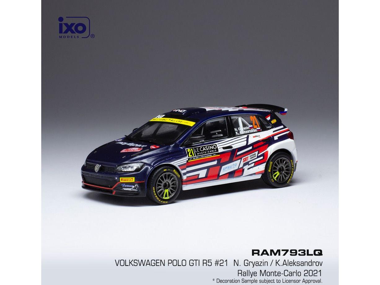 Volkswagen Polo GTi R5 #21 Rally Monte Carlo 2021 N.Gryazin/K.Aleksandrov 1:43 Scale IXO Diecast Model Car-IXO-Diecast Model Centre
